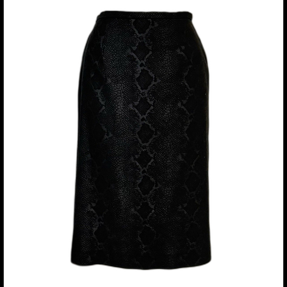 Vintage 90s Krazy Larry Pencil Skirt Sz 6 Snakeskin Print Side Slits Y2K USA